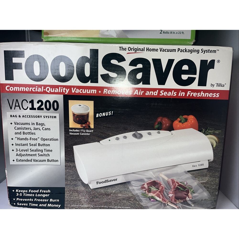Food Saver by Tilia #VAC1050 = Bonus 1.5 Quart Food Saver Canister + 6 Rolls - Picture 2 of 7